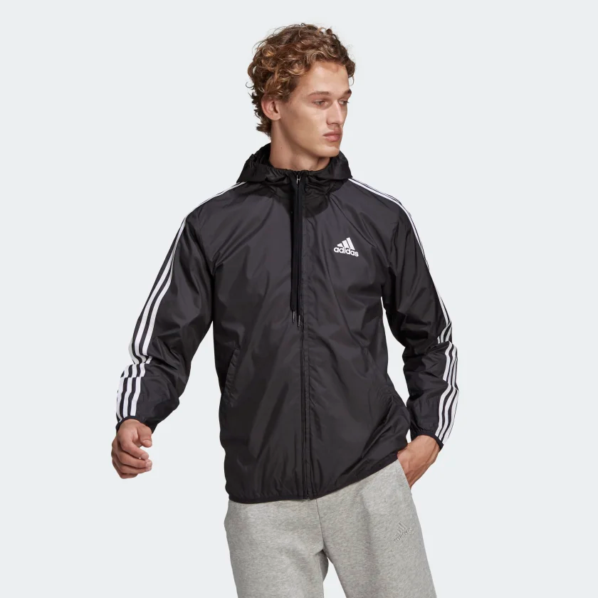 adidas Men's Grey/Black Primegreen Essentials Warm-Up 3-Stripes Track  Jacket - Hibbett