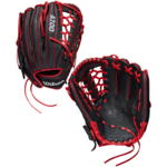 Wilson Wilson Baseball Glove, A700, Reg, 12”, Outfield Pattern, Blk/Red/Wht