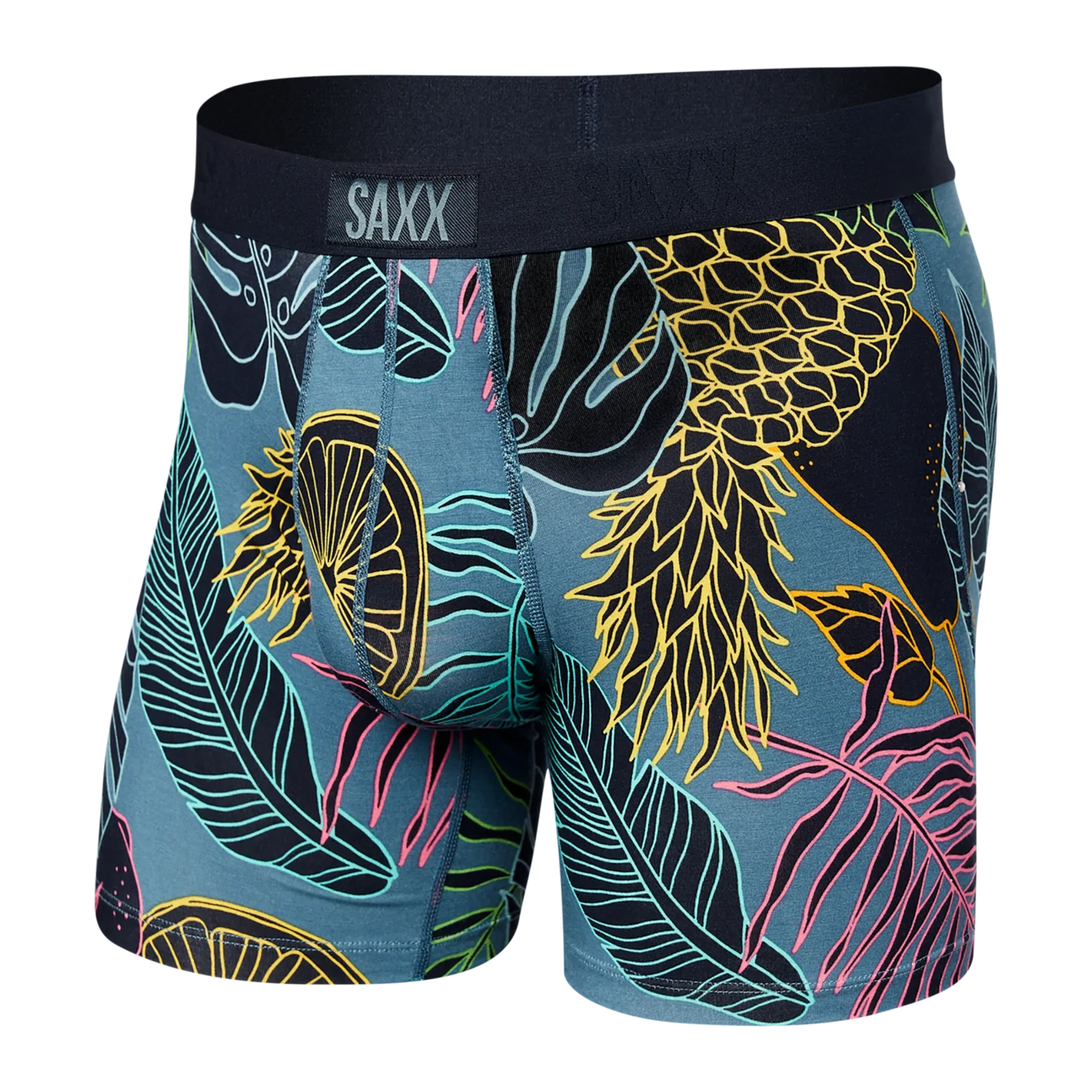 Saxx Saxx Underwear, Vibe Boxer Modern Fit, Mens, ROP-Tropical Pop-Storm Blu