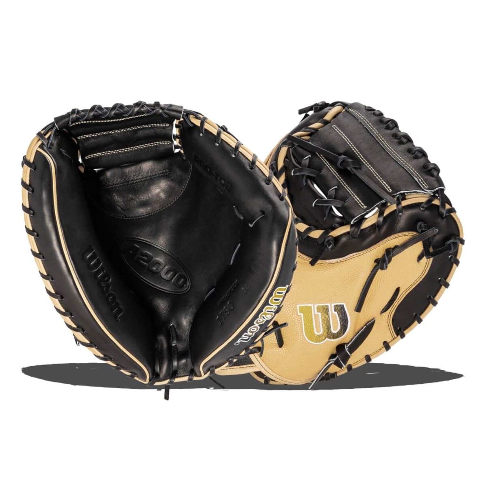 Wilson Wilson Baseball Glove, A2000 SuperSkin 1790, Reg, 34", Catchers Mitt, Blk/BlondeSS/Yel
