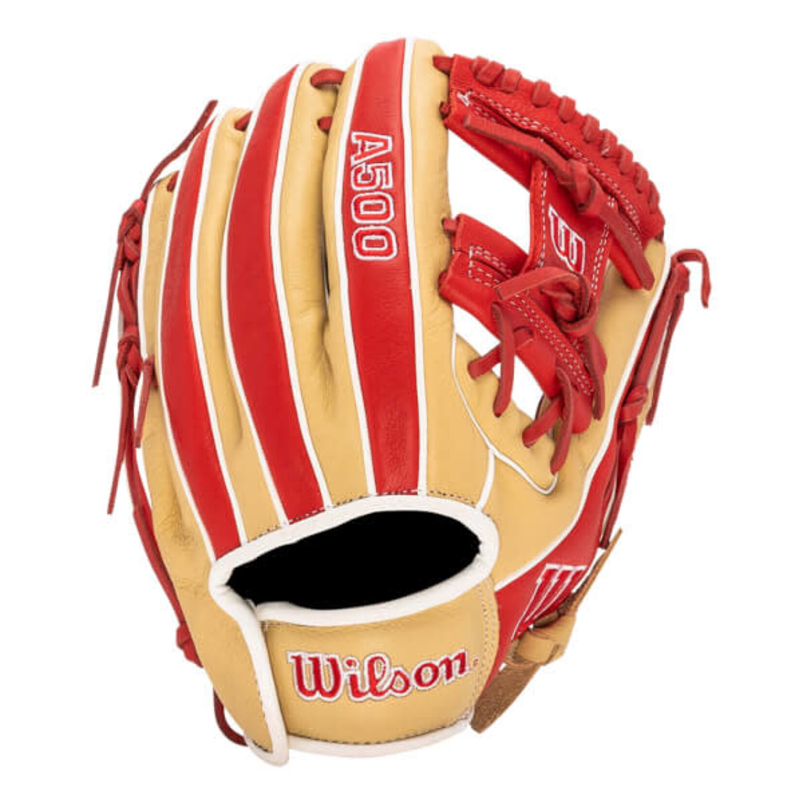 Wilson Wilson Baseball Glove, A500, Reg, 11", Blonde/Red/Wht, Youth