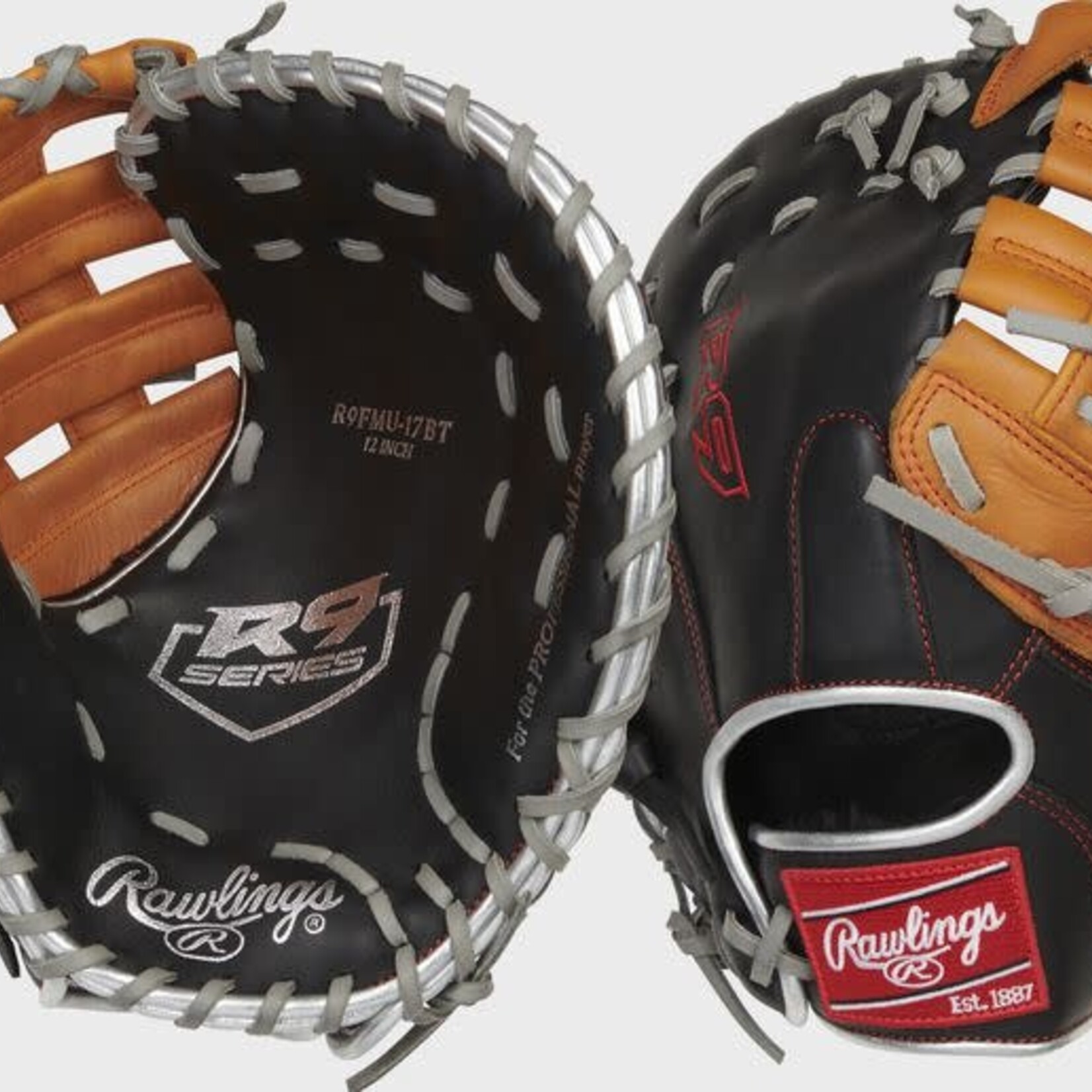 Rawlings Rawlings Baseball Glove, R9 Contour Series, R9FMU-17BT, 12”, Reg, Youth, First Base Mitt