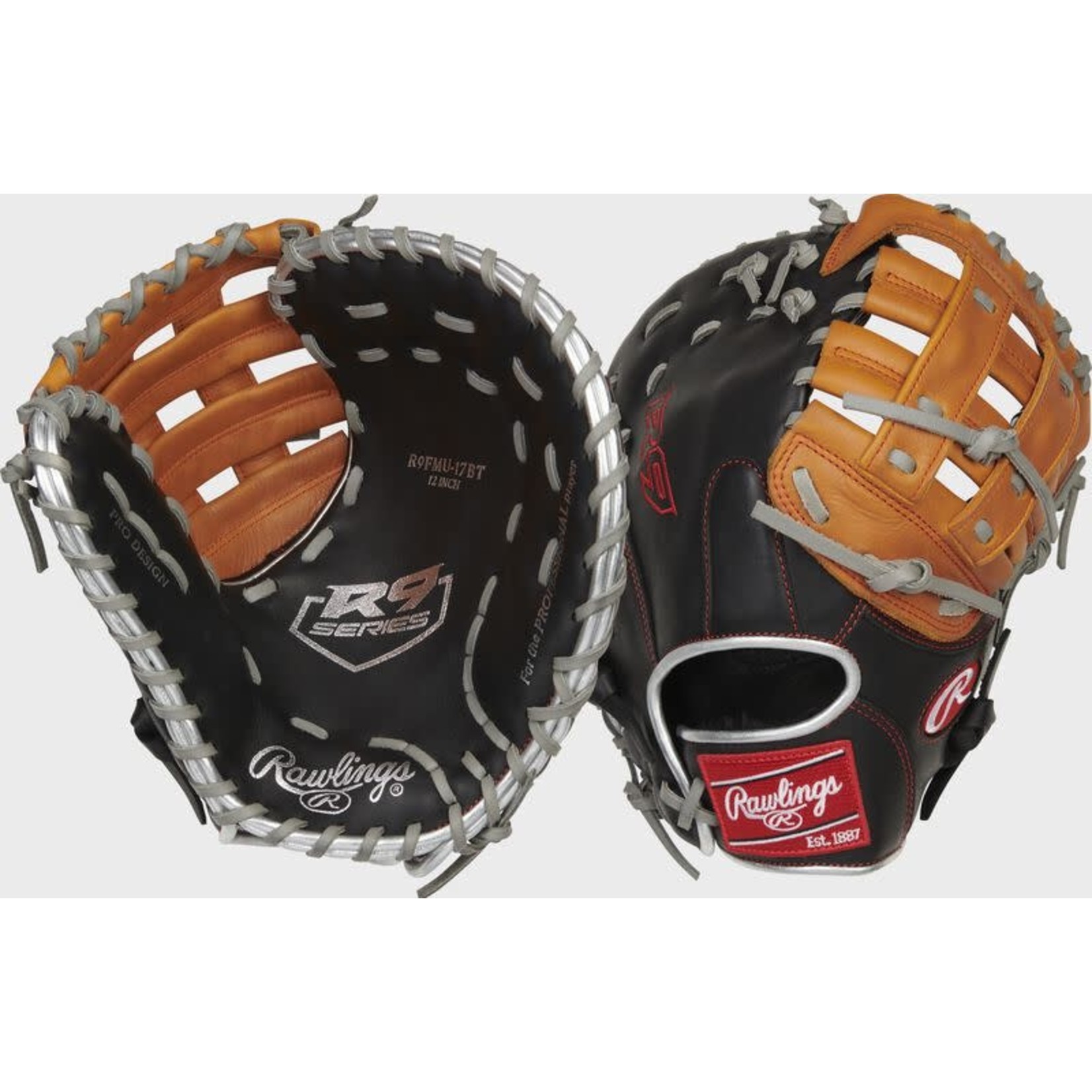 Rawlings Rawlings Baseball Glove, R9 Contour Series, R9FMU-17BT, 12”, Reg, First Base Mitt, Youth