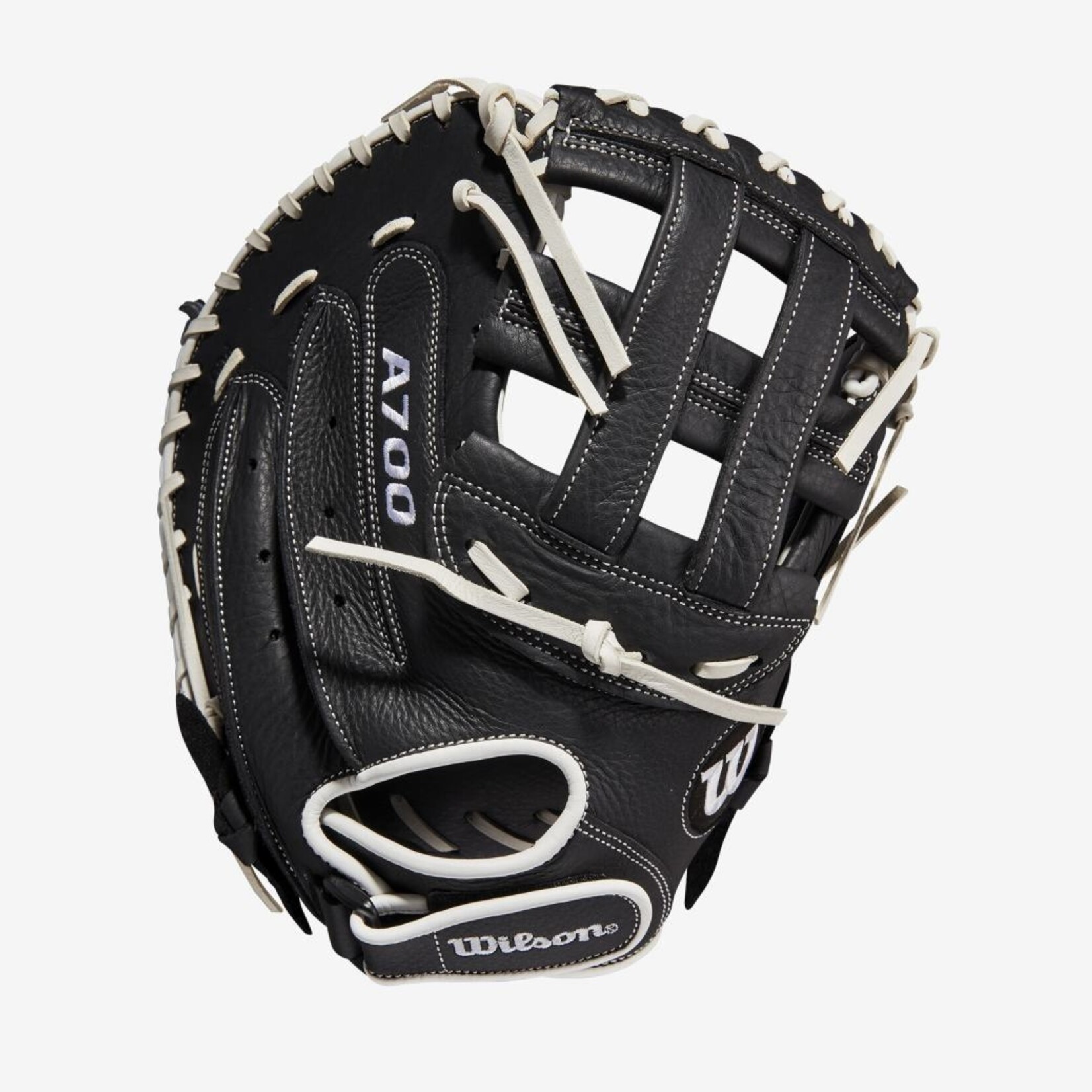 Wilson Wilson Baseball Glove, A700 Fastpitch, Reg, 33", Catchers Mitt, Blk/Wht