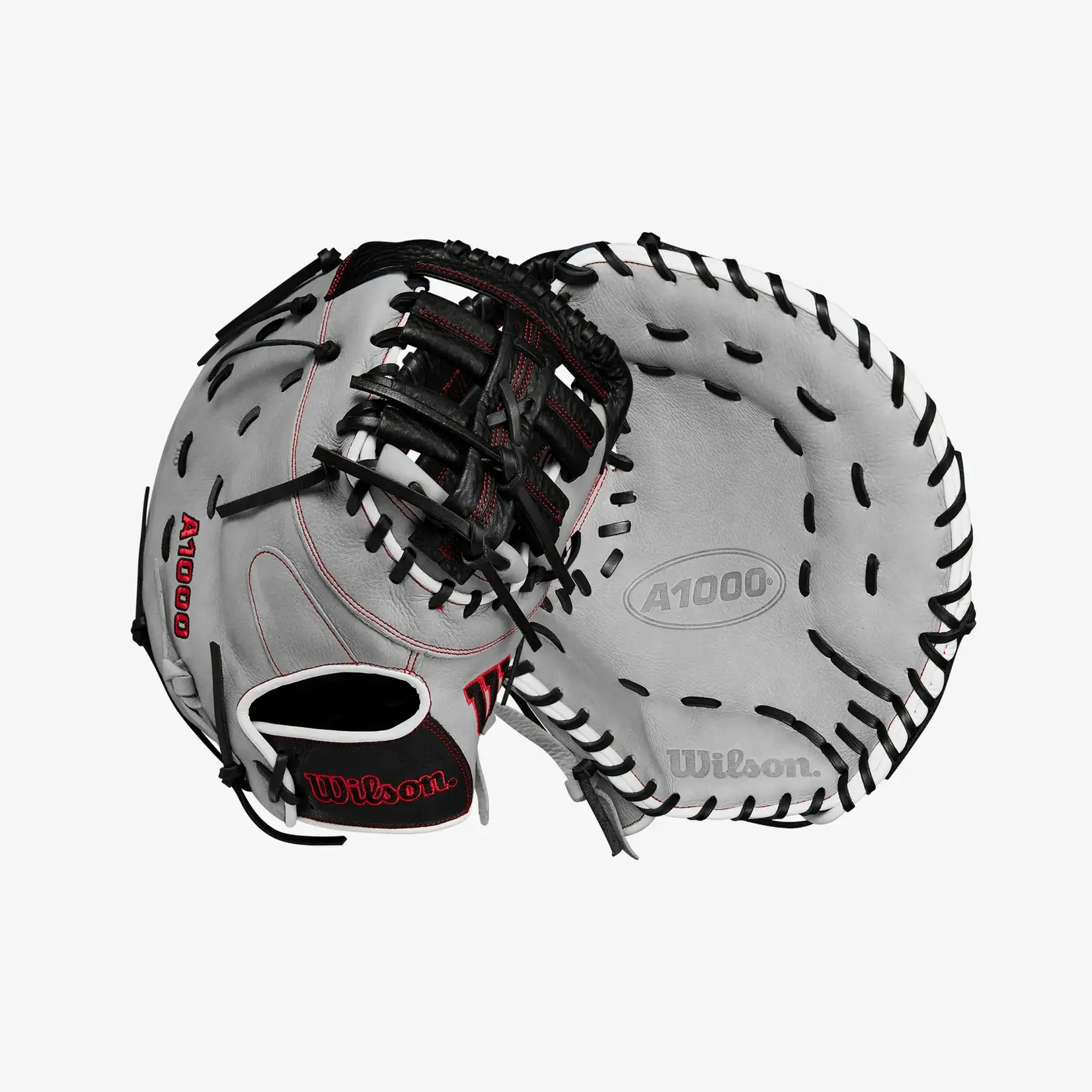 Wilson Wilson Baseball Glove, A1000 1620, 12.5", Reg, Blk/Gry/Wht, First Base Mitt