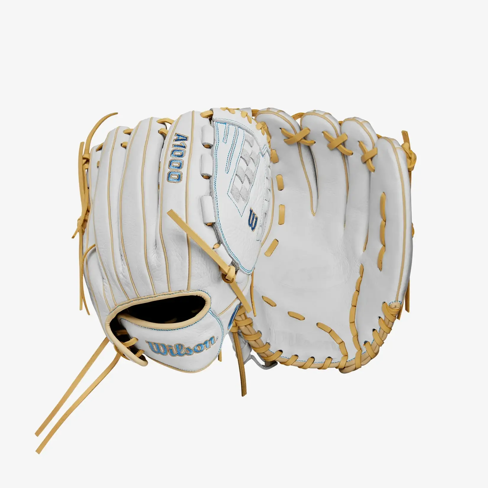 Wilson Wilson Baseball Glove, A1000 V125, Reg, 12", Fastpitch, Wht/Blonde/Victory Blu