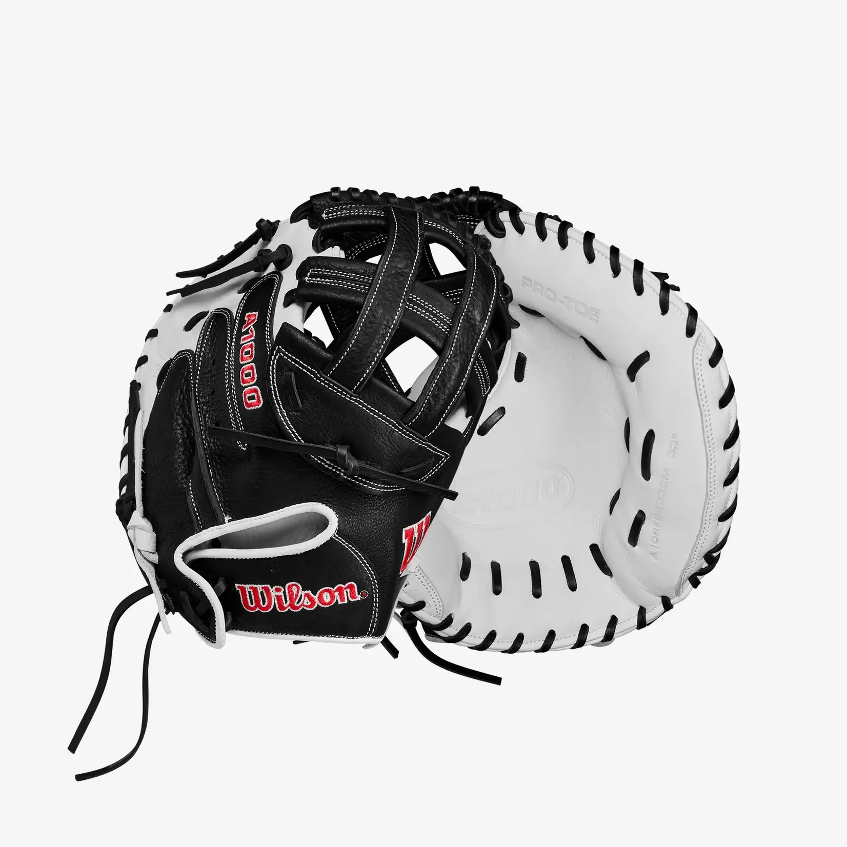 Wilson Wilson Baseball Glove, A1000 CM33, Reg, 33", Fastpitch, Catchers Mitt, Wht/Blk/Red