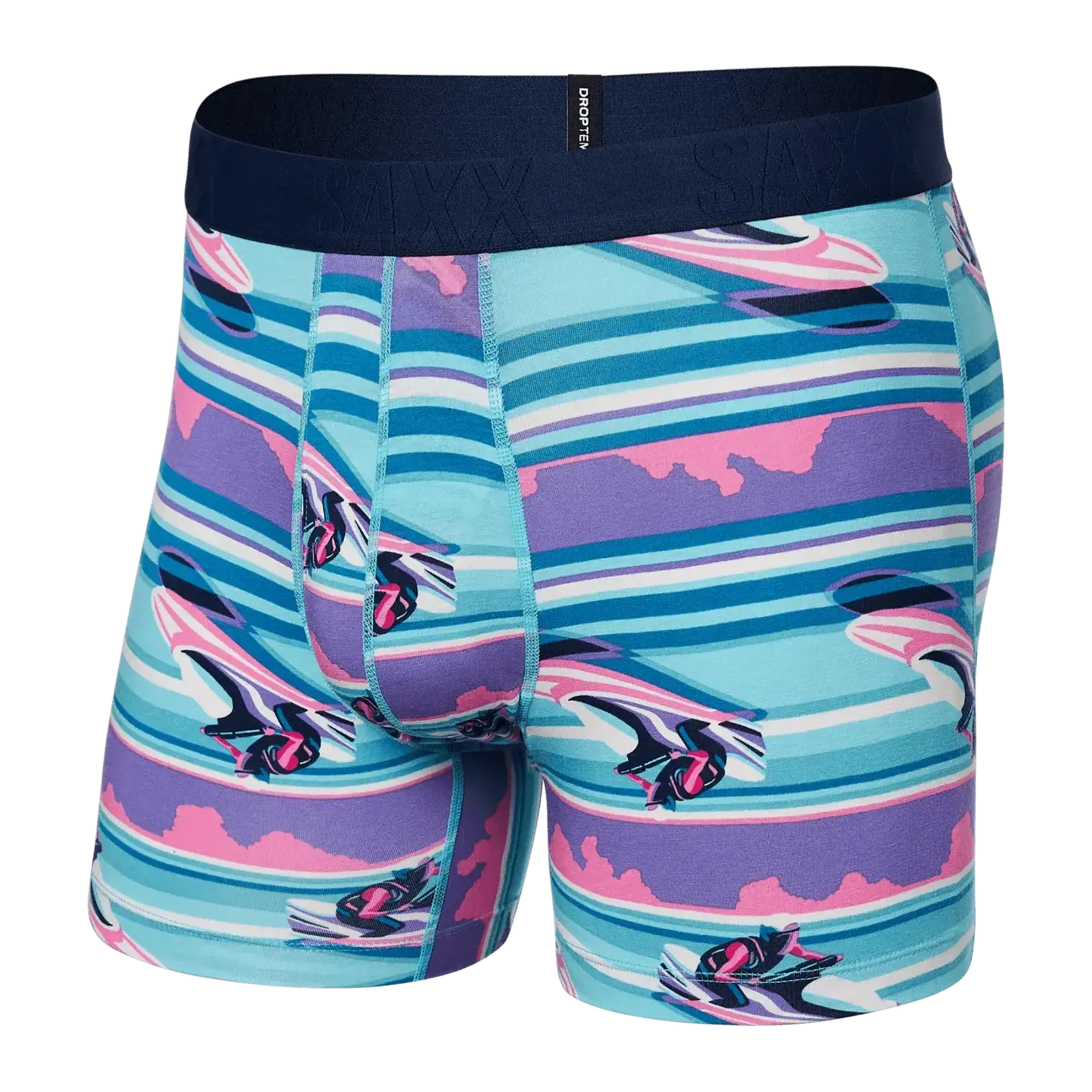 Saxx Saxx Underwear, DropTemp Cooling Cotton BB, Mens, JSP-Jetski Stripe-Pool