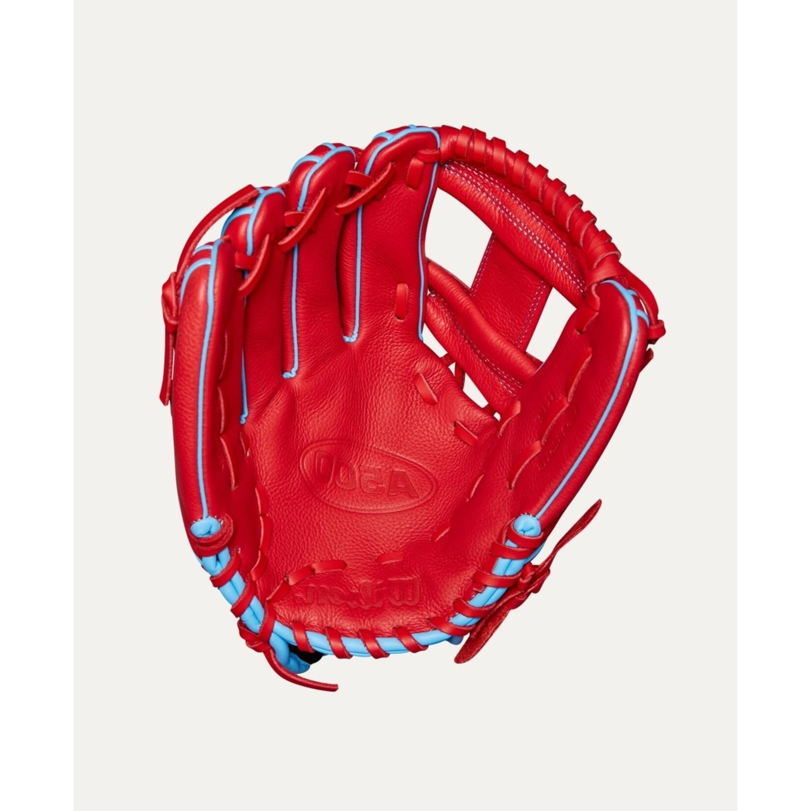 Wilson Wilson Baseball Glove, A500, 11.5", Full Right, Red/Cool Blu/Wht, Youth