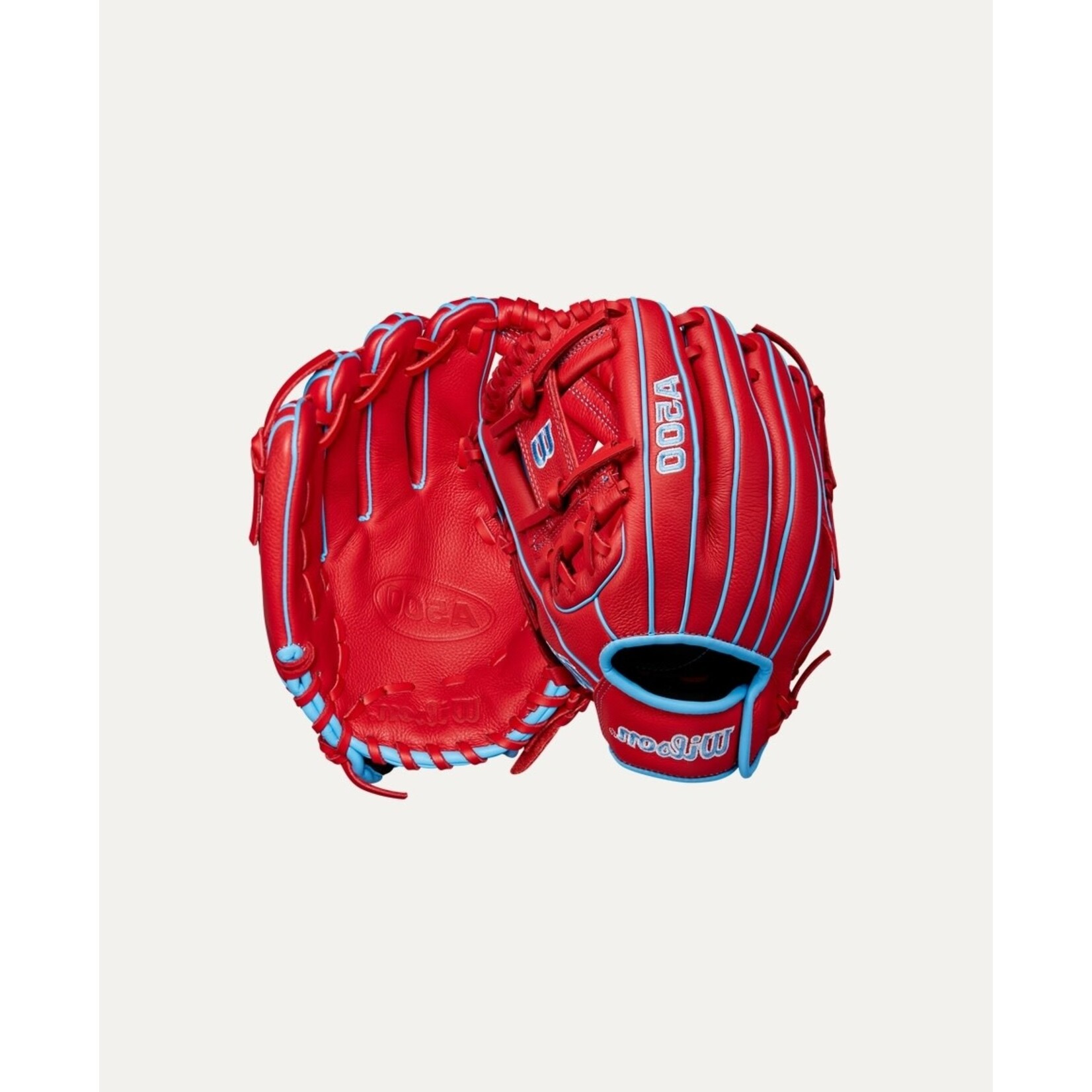 Wilson Wilson Baseball Glove, A500, 11.5", Full Right, Red/Cool Blu/Wht, Youth