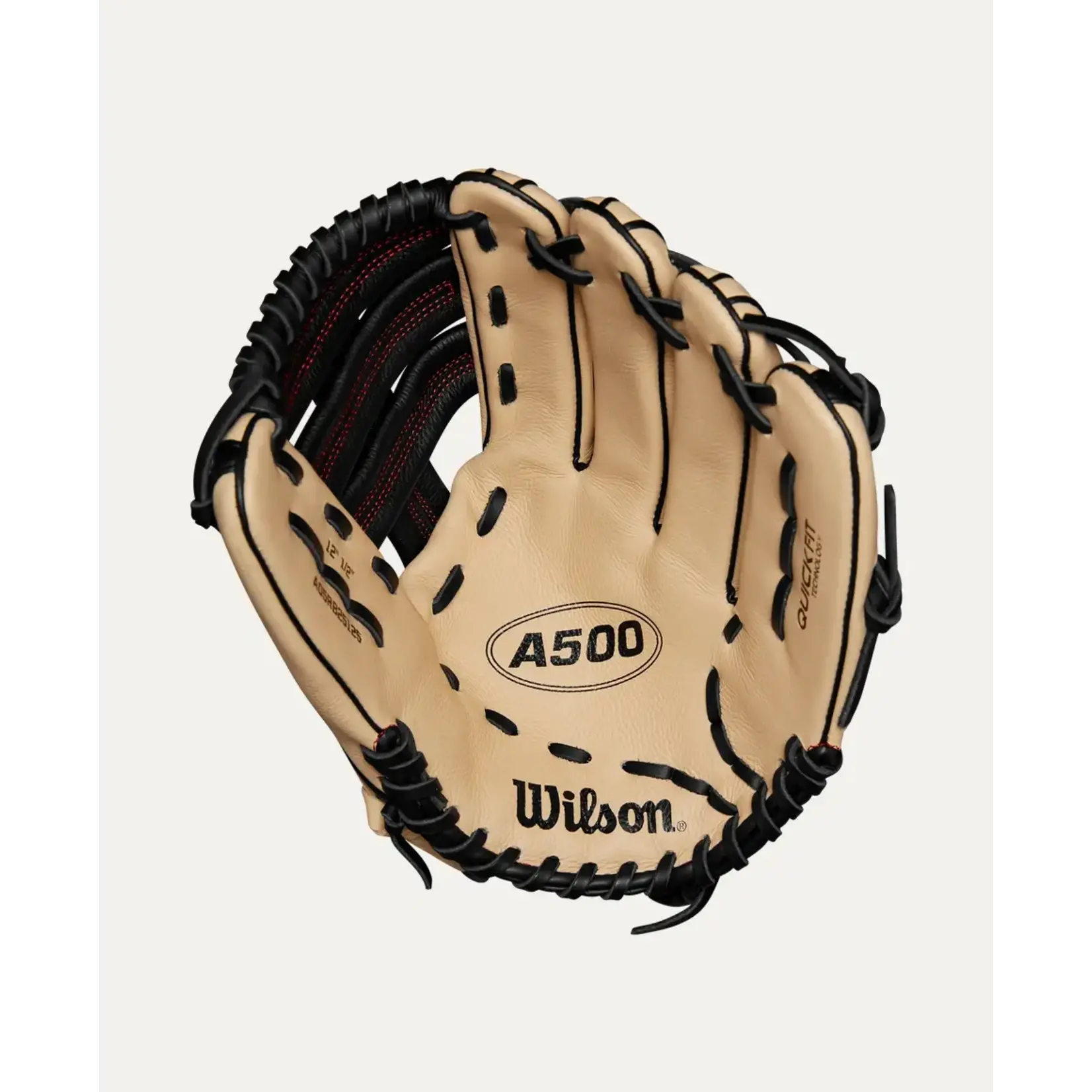 Wilson Wilson Baseball Glove, A500, 12.5", Reg, Blonde/Red/Blk, Youth