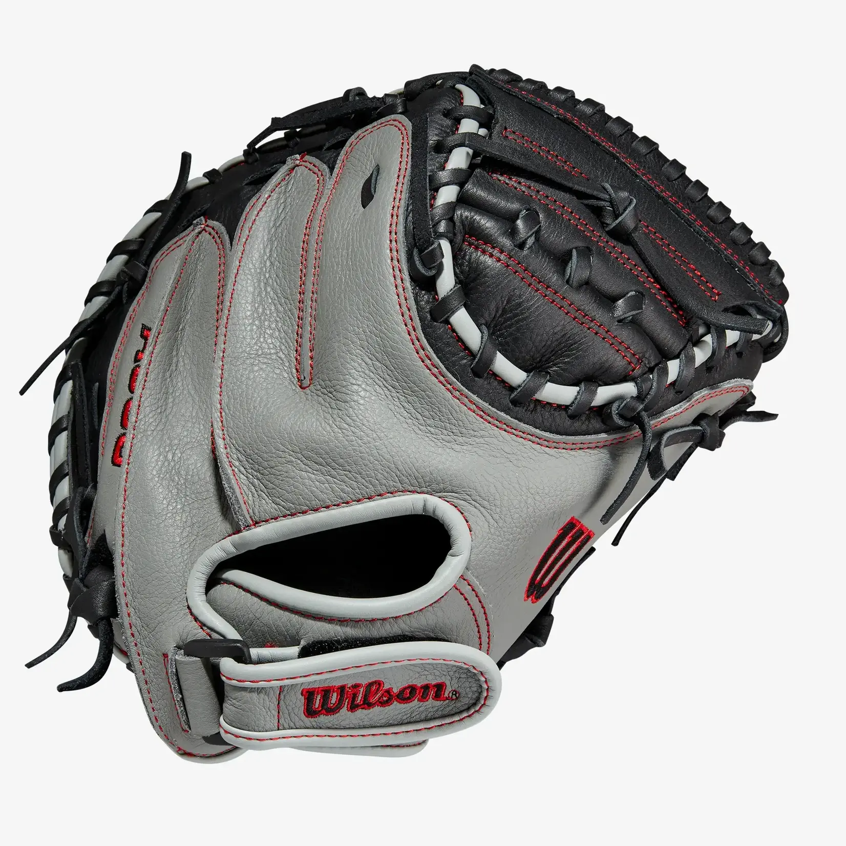 Wilson Wilson Baseball Glove, A500, Reg, 32", Catchers Mitt, Blk/Gry/Red, Youth