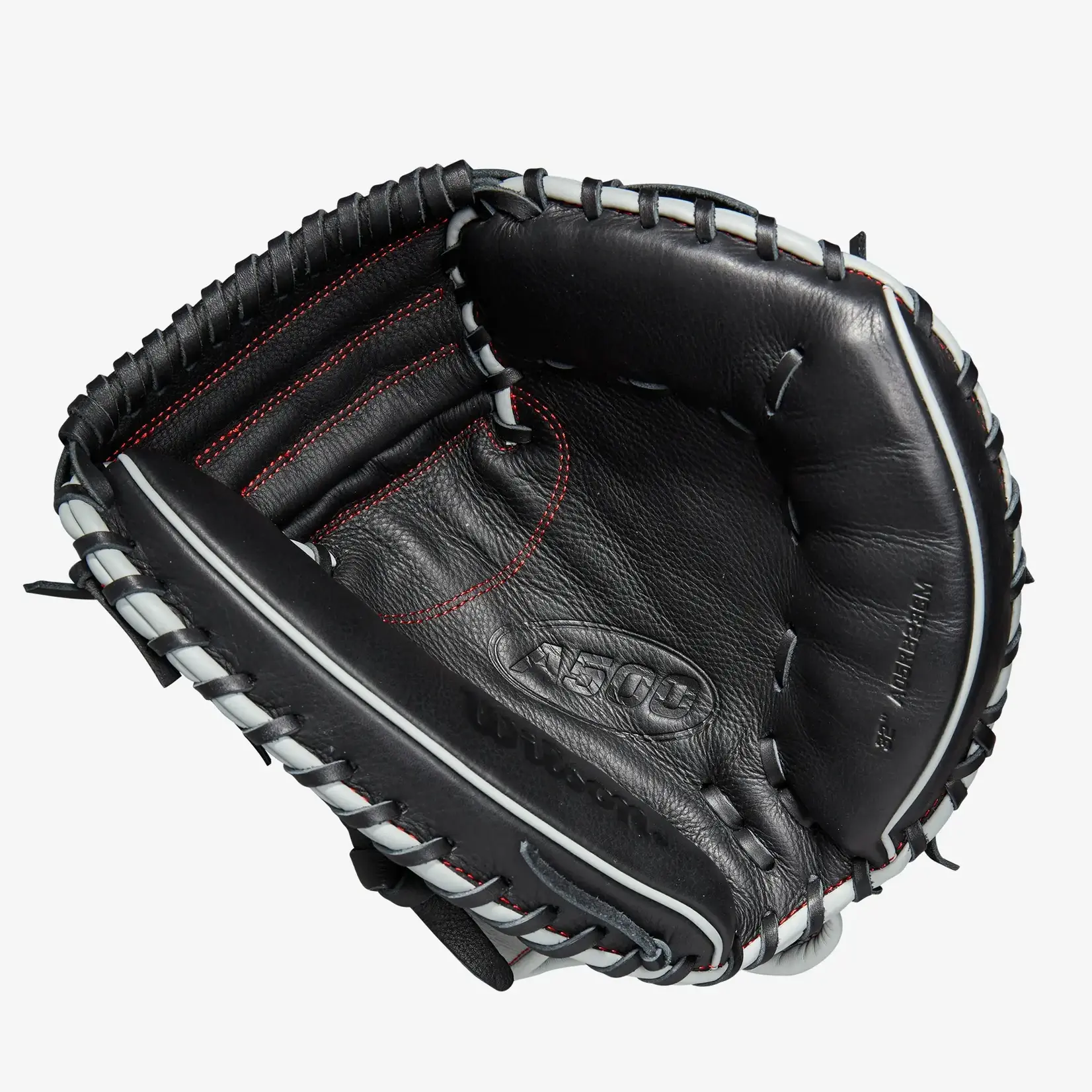 Wilson Wilson Baseball Glove, A500, Reg, 32", Catchers Mitt, Blk/Gry/Red, Youth