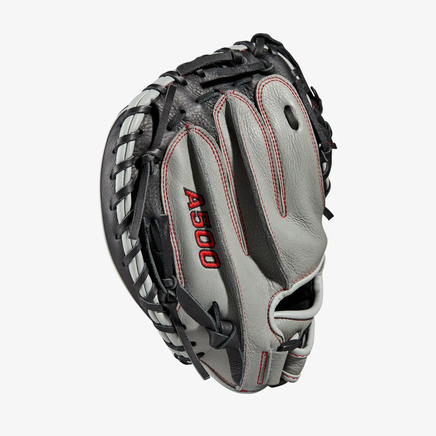 Wilson Wilson Baseball Glove, A500, Reg, 32", Catchers Mitt, Blk/Gry/Red, Youth