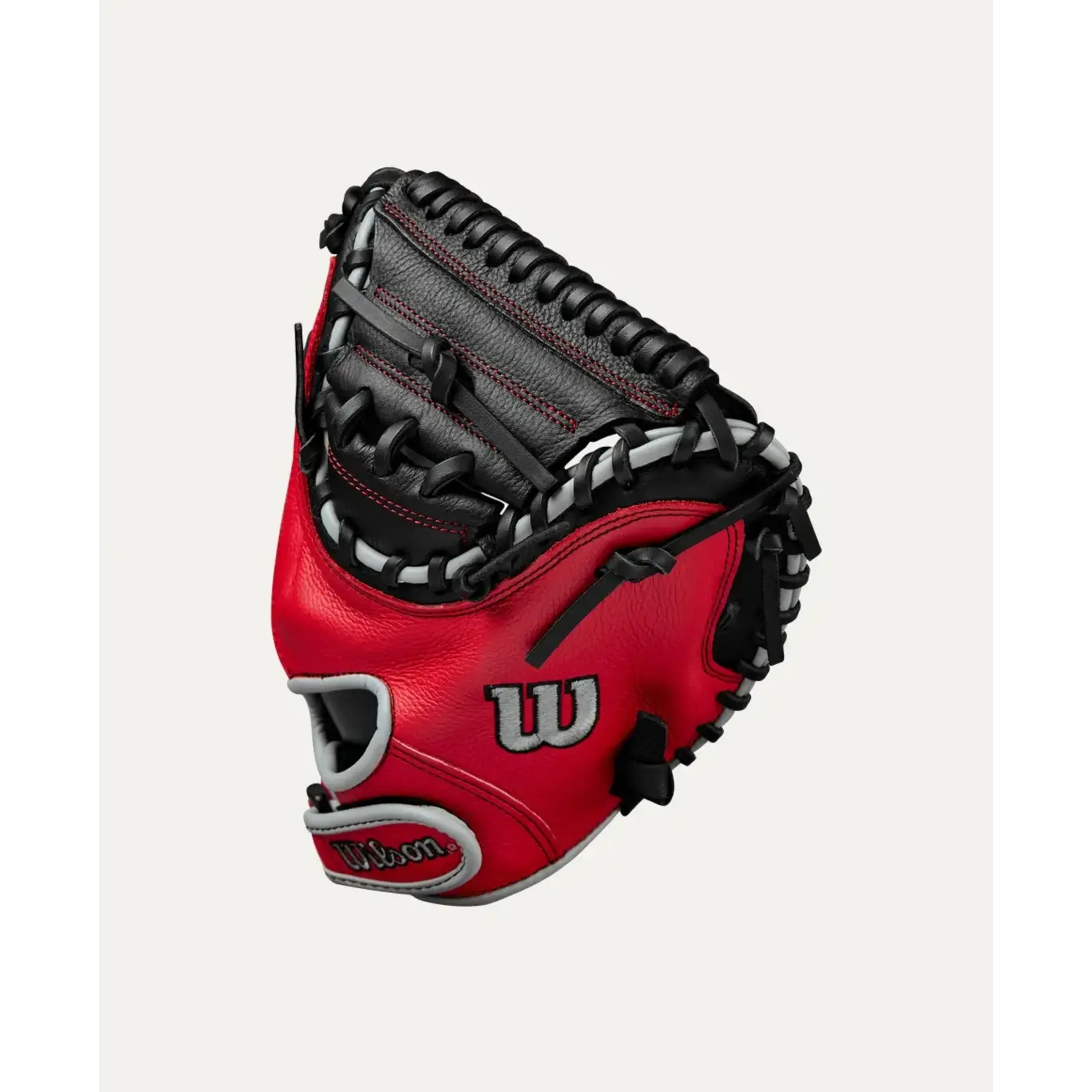 Wilson Wilson Baseball Glove, A500, Reg, 32", Catchers Mitt, Blk/Red/Gry, Youth