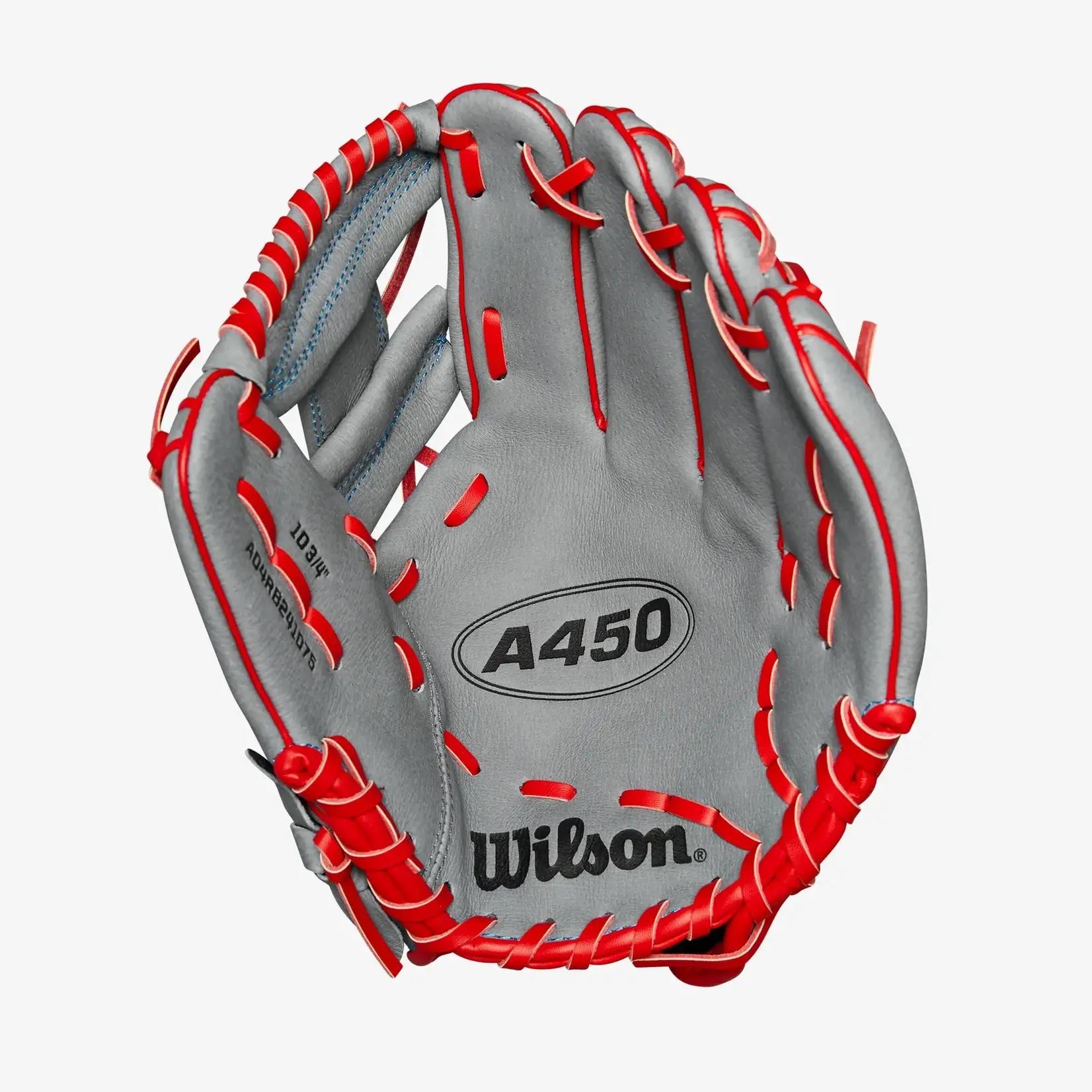 Wilson Wilson Baseball Glove, A450, Reg, 10.75", Gry/Red/Royal, Youth