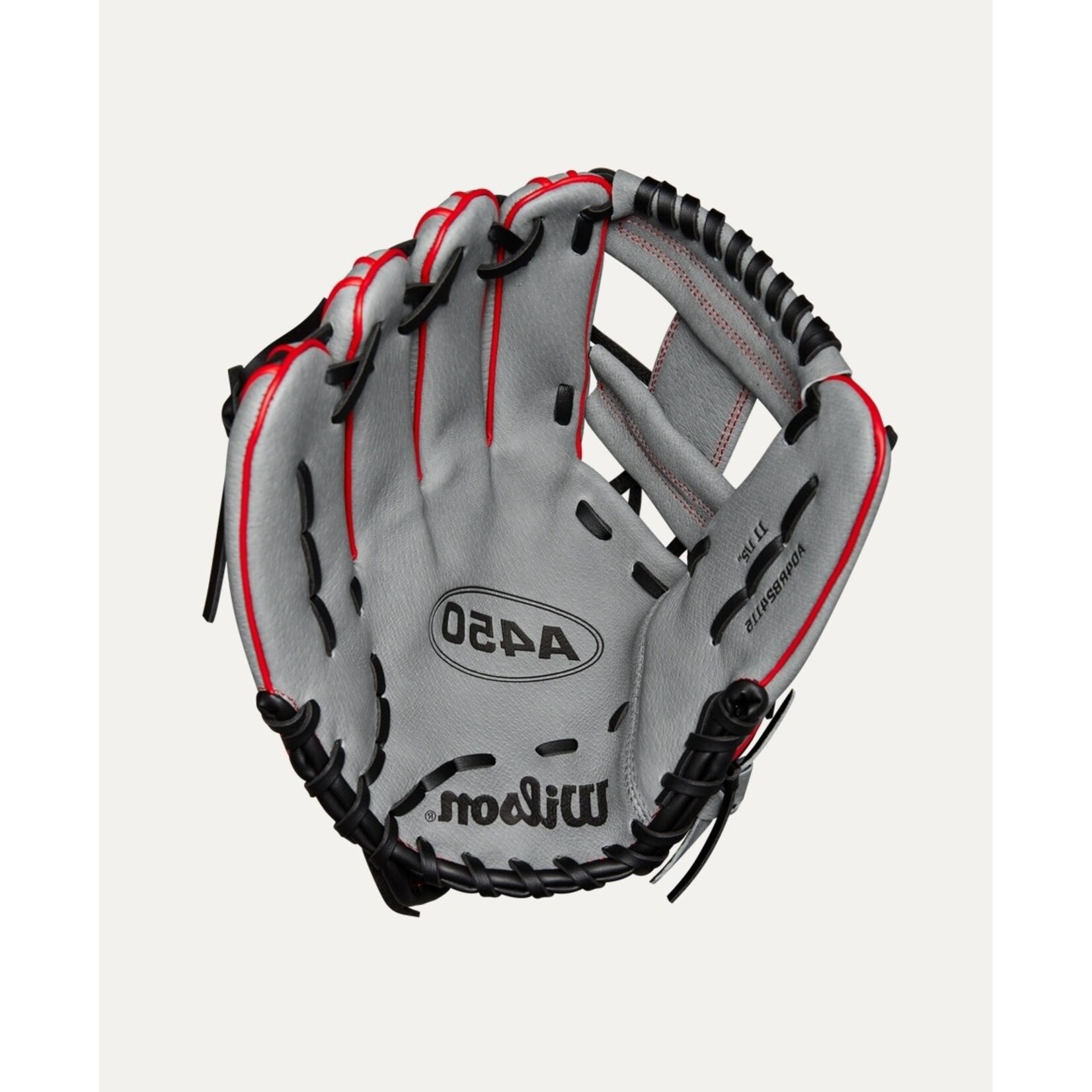 Wilson Wilson Baseball Glove, A450, 11.5", Full Right, Gry/Blk/Yel, Youth