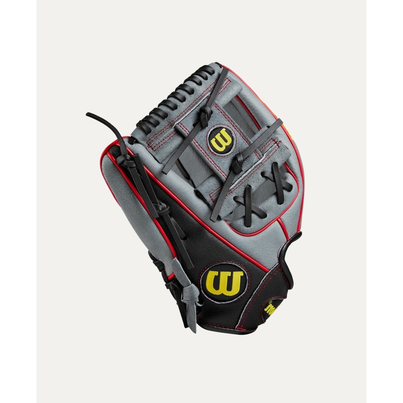 Wilson Wilson Baseball Glove, A450, Full Right, 11.5", Gry/Blk/Yel, Youth