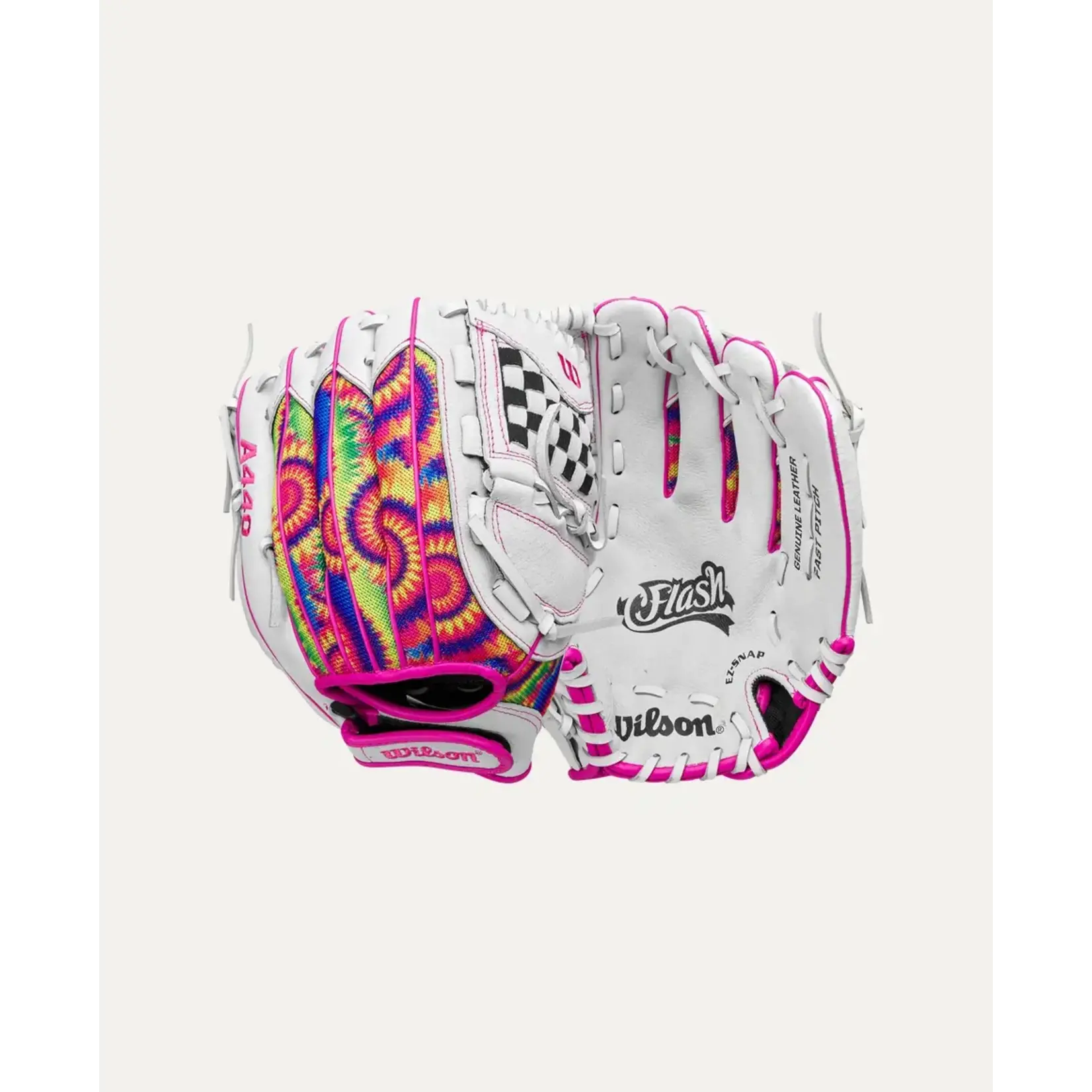 Wilson Wilson Fastpitch Glove, A440 Flash, Reg, 11.5", Wht/Tie Dye/Pnk, Youth