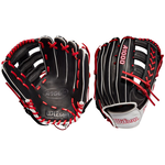 Wilson Wilson Baseball Glove, A1000 Pedroia Fit 1892, 12.25”, Full Right, Outfield, Blk/Wht/Red