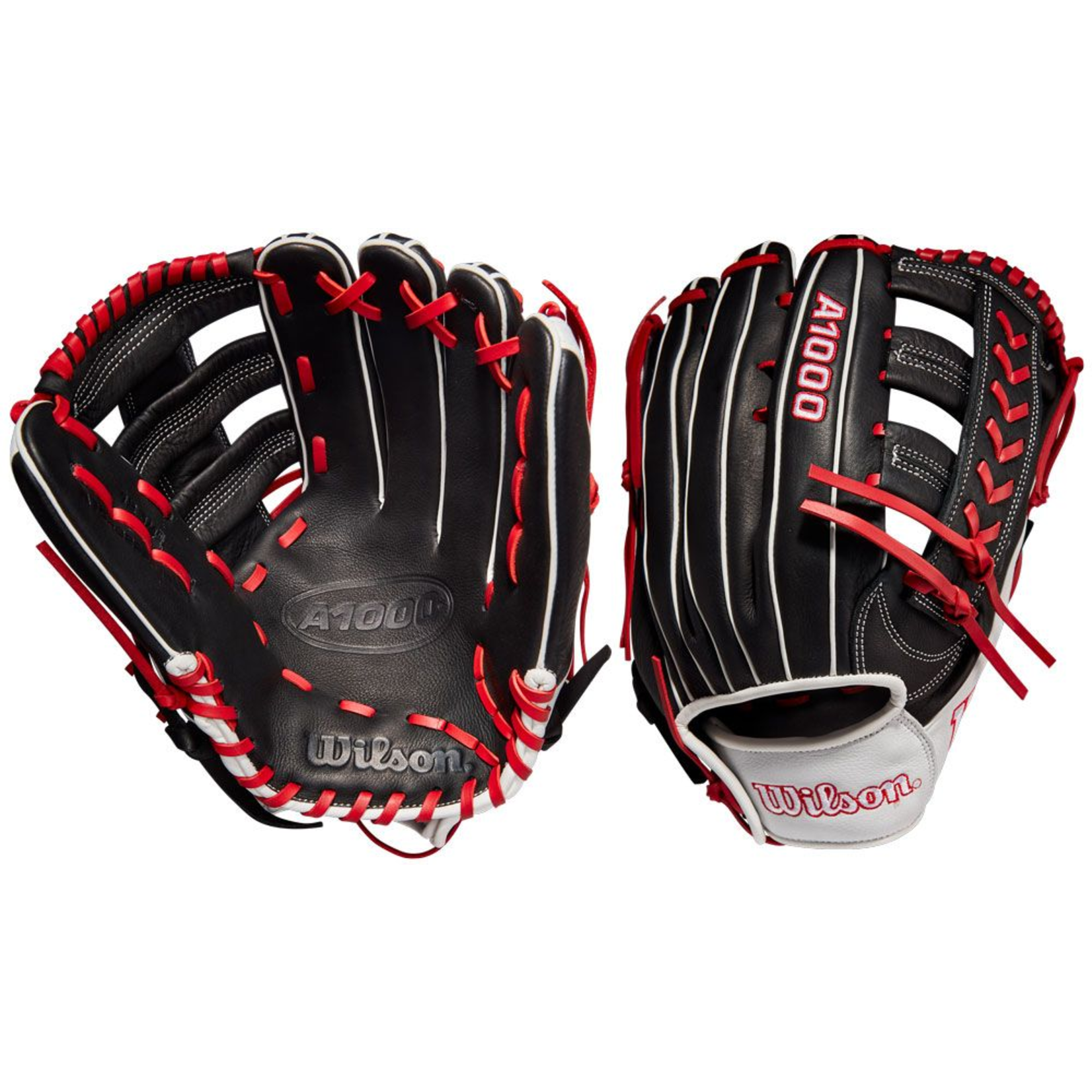 Wilson Wilson Baseball Glove, A1000 Pedroia Fit 1892, 12.25”, Full Right, Outfield, Blk/Wht/Red