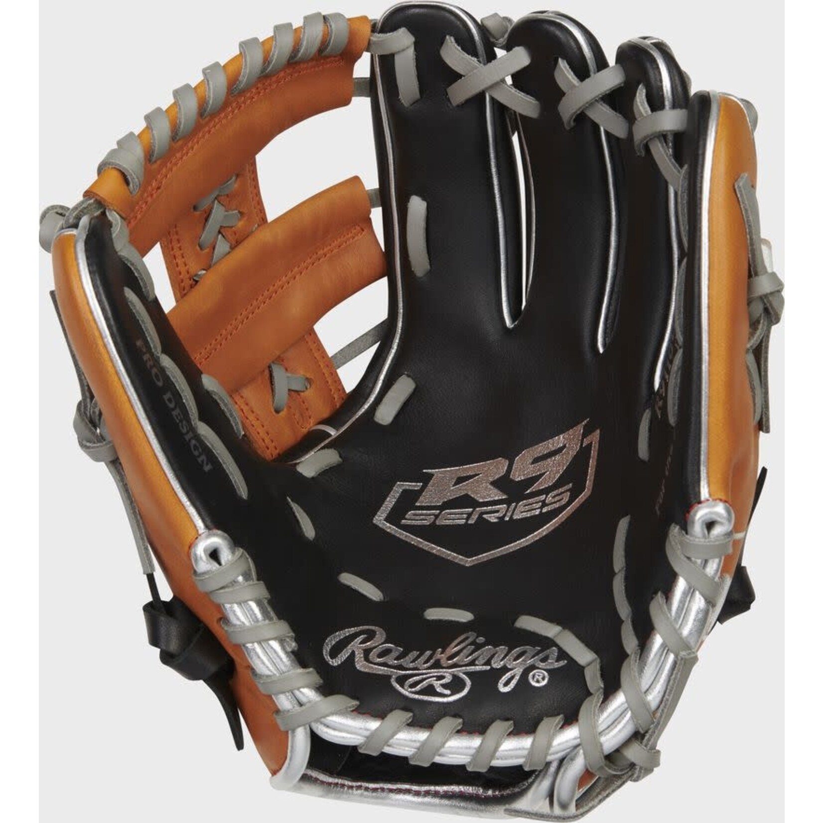 Rawlings Rawlings Baseball Glove, R9 Contour Series, R9110U-19BT, 11”, Blk/Tan, Reg, Youth
