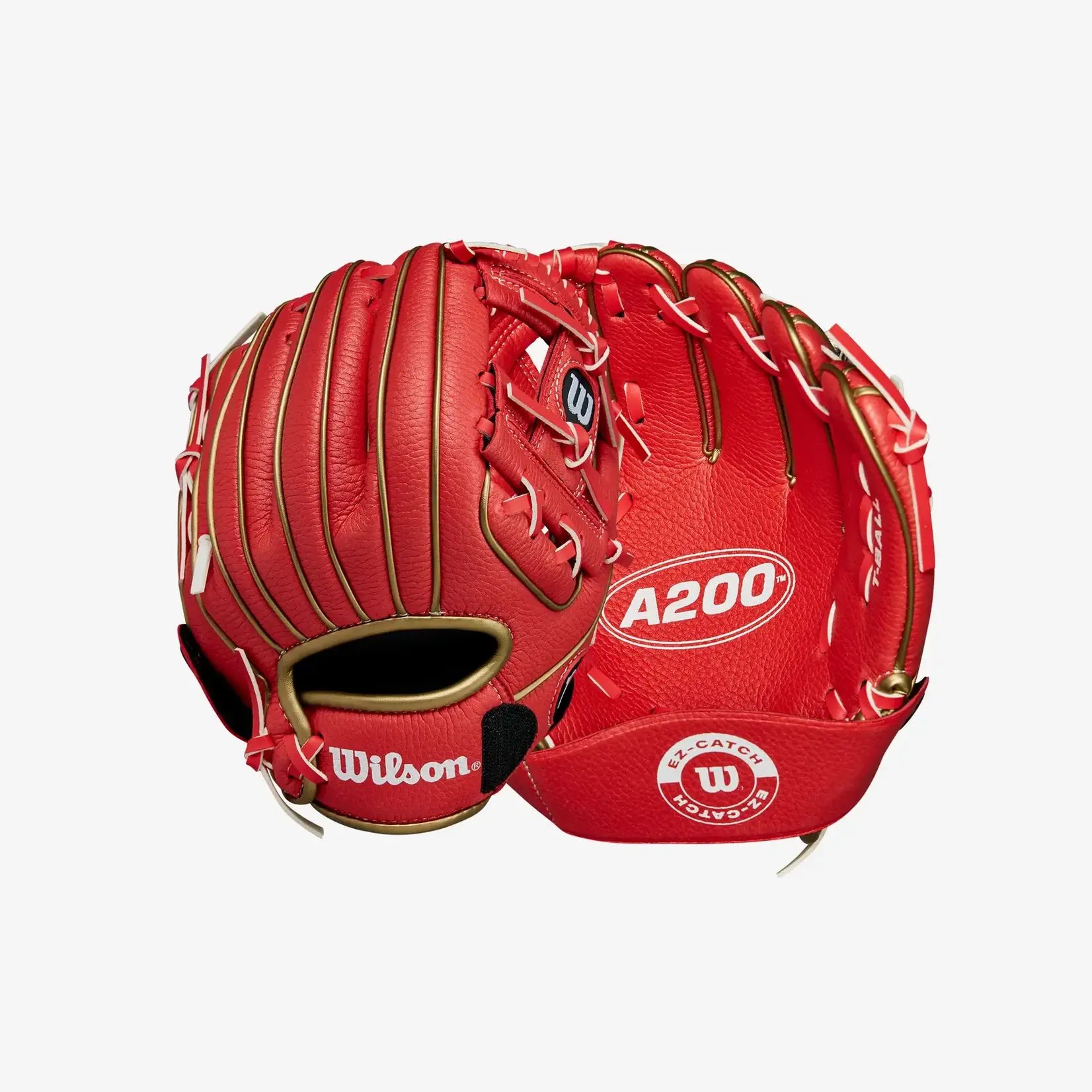 Wilson Wilson Baseball Glove, A200 EZ Catch, 9", Reg, Red/Gold, Youth