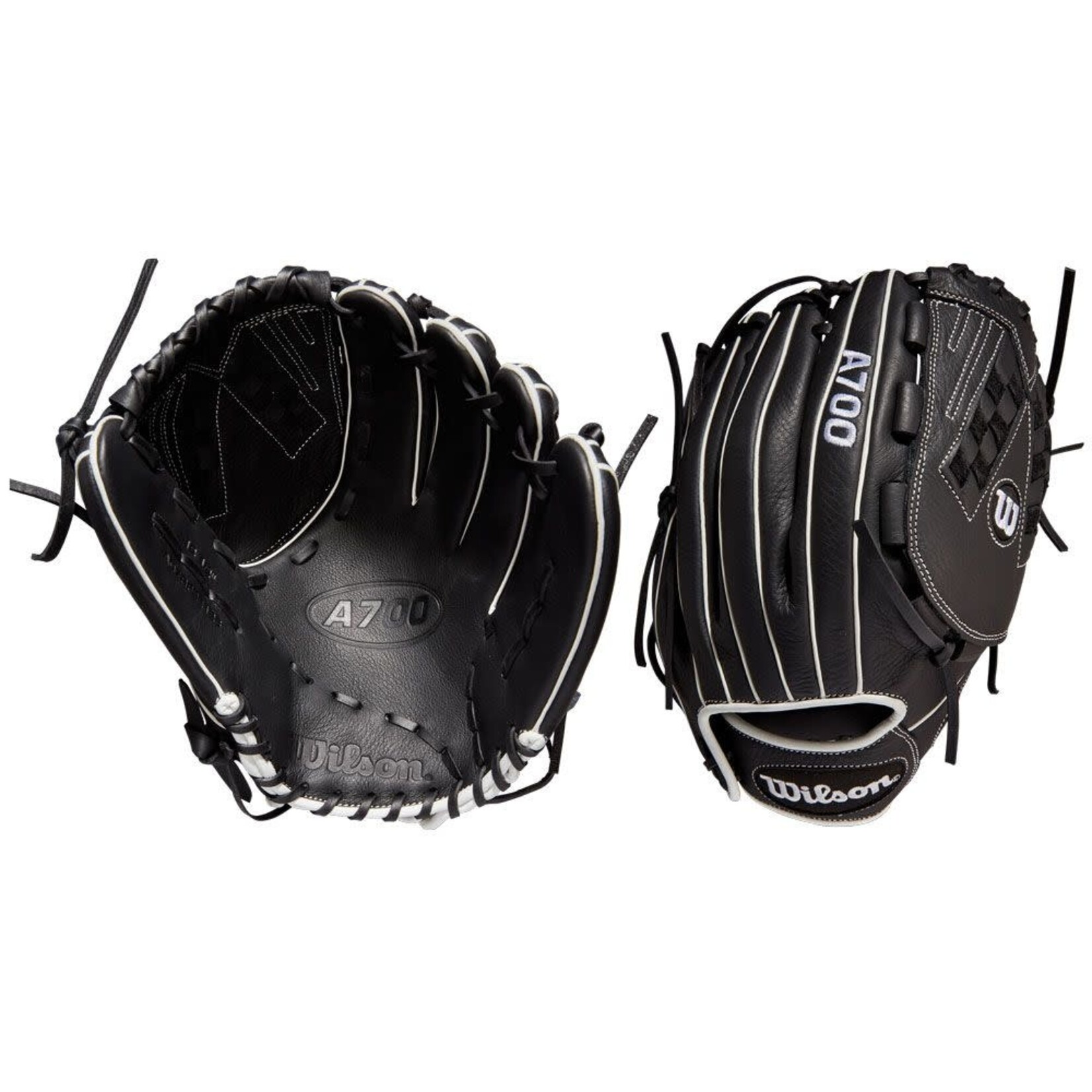 Wilson Wilson Fastpitch Glove, A700, Full Right, 12.5", Outfield Pattern, Blk/Wht