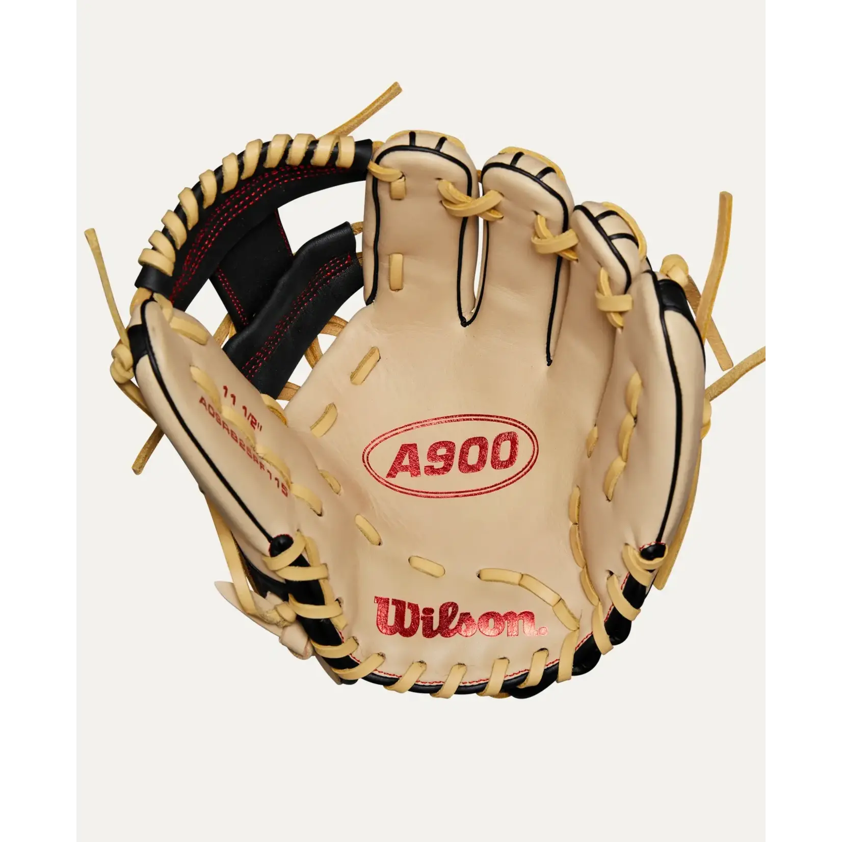 Wilson Wilson Baseball Glove, A900 PF115, 11.5", Reg, Blk/Red