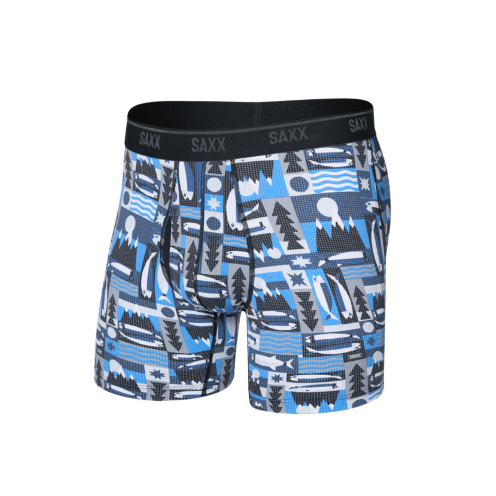 Saxx Saxx Underwear, Quest Quick Dry Mesh Boxer Brief Fly, Mens, WAB-Winter Angler-Blu