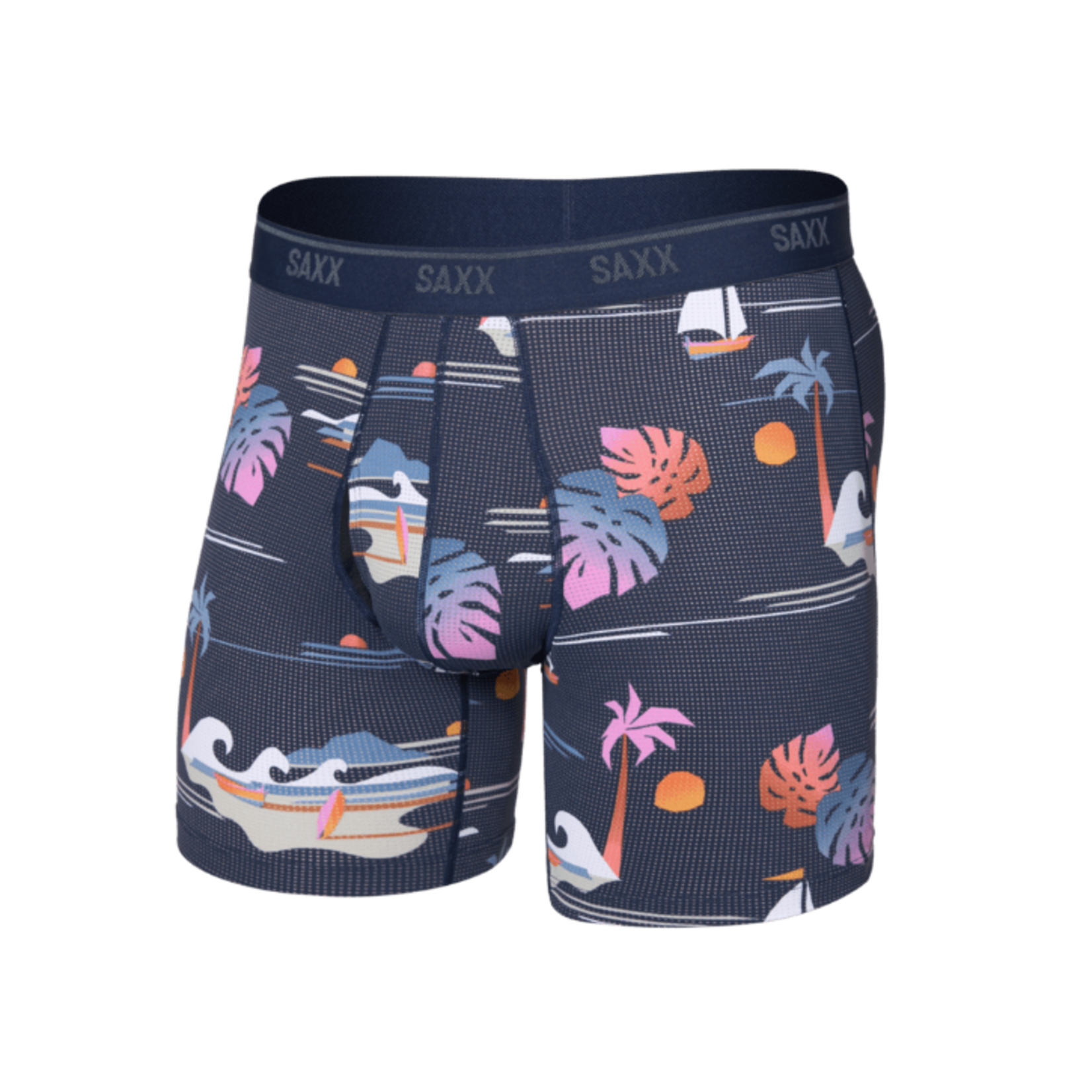 Saxx Saxx Underwear, Quest Quick Dry Mesh Boxer Brief Fly, Mens, SAM-Sunny Adventure-Maritime