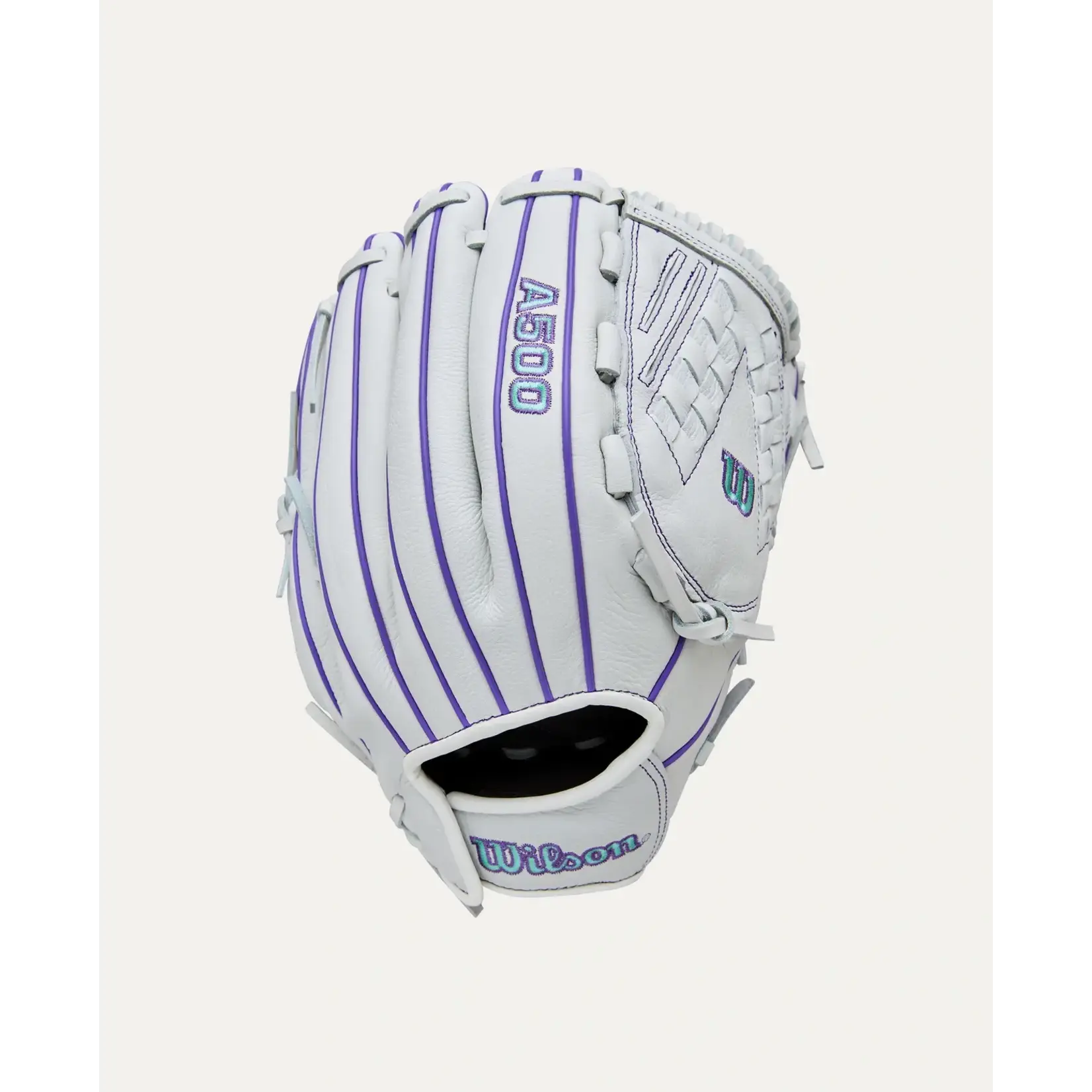 Wilson Wilson Fastpitch Glove, A500 Siren, 12.5", Reg, Wht/Seafoam/Pur, Youth