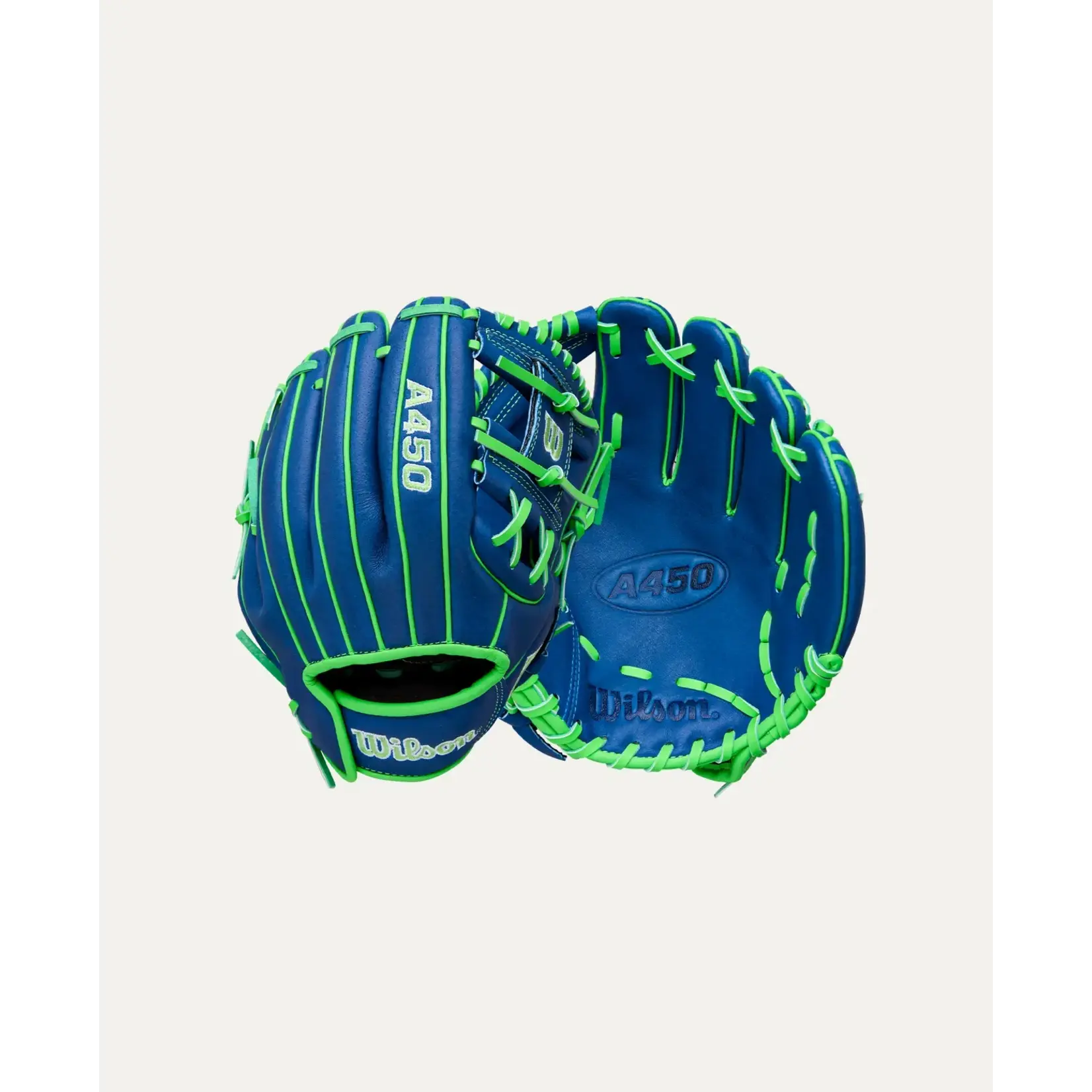 Wilson Wilson Baseball Glove, A450 Advisory Staff, 10.75", Reg, Blk/Neon Grn/Wht, Youth