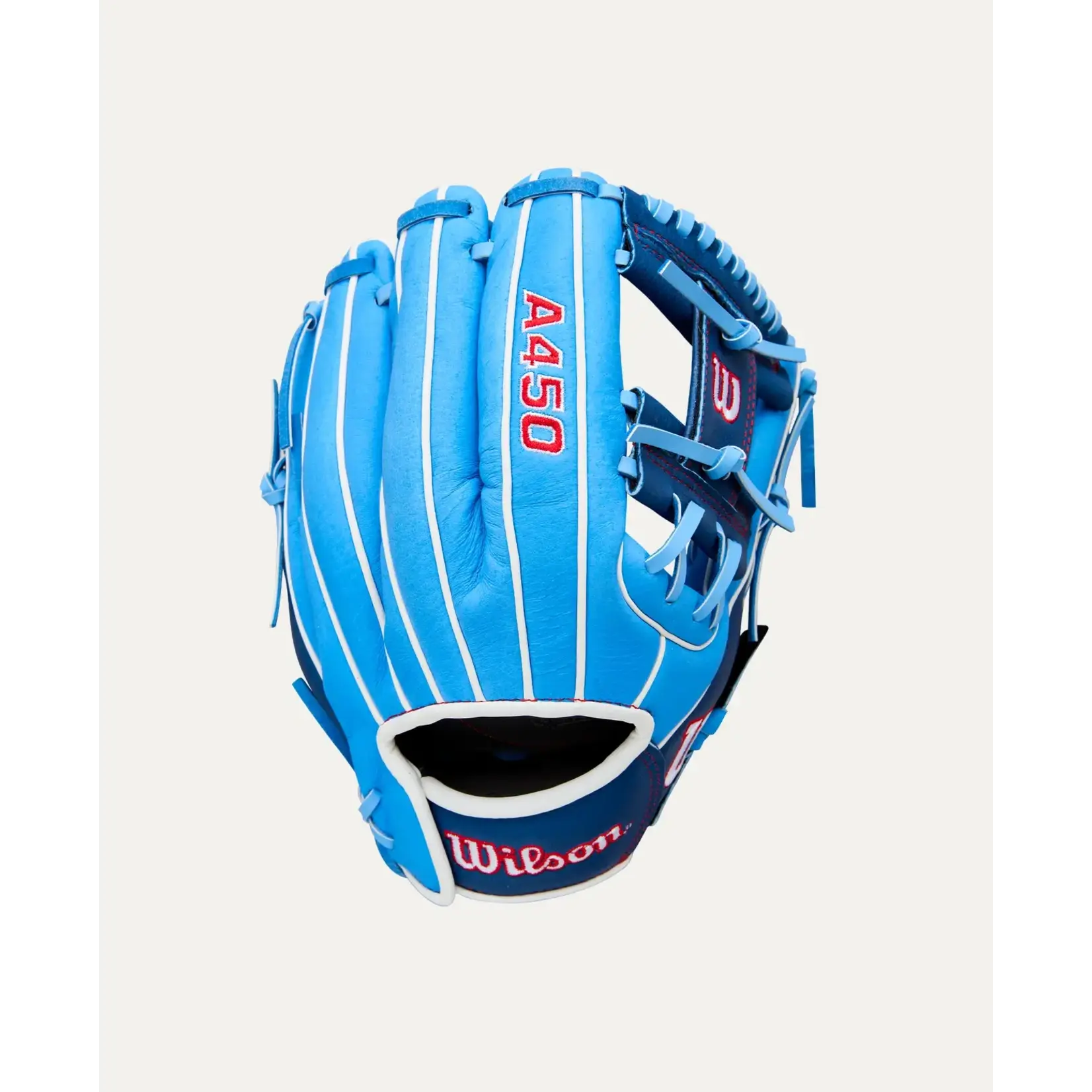 Wilson Wilson Baseball Glove, A450 Advisory Staff, 11.5", Reg, Nvy/Cool Blu/Wht, Youth