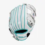 Wilson Wilson Baseball Glove, A200 EZ Catch, 10", Reg, Silver/Wht/Teal, Youth