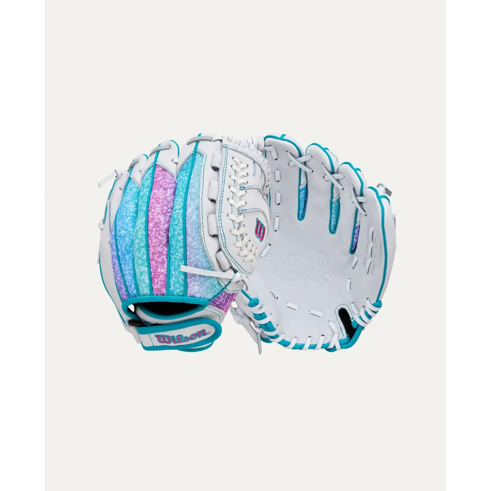 Wilson Wilson Fastpitch Glove, Flash, 11", Reg, Wht/Pur/Teal, Youth