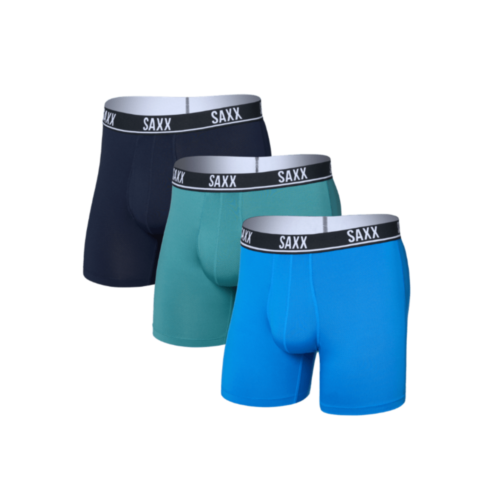Saxx Saxx Underwear, Essential Performance Mesh BB Fly, 3-Pack, Mens, BTM-Blu/Teal/Maritime