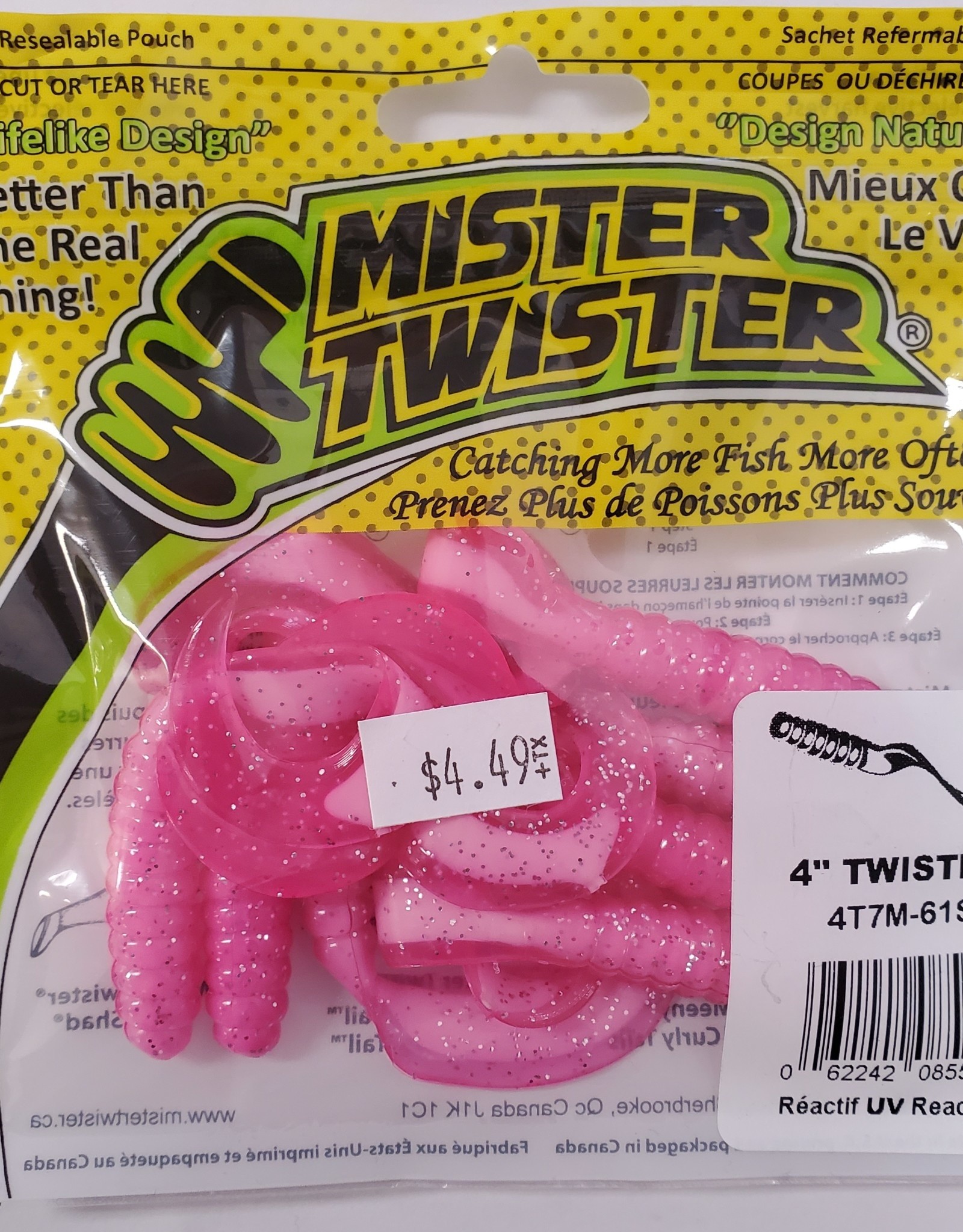 Mister Twister curly tail neon pink 4 - Fehrs Sporting Goods Inc.