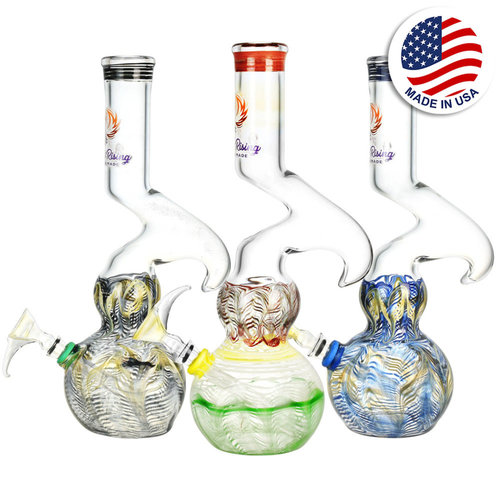 Phoenix Rising Bubble Base Water Pipe w/ Hook | 12"  - Random Color