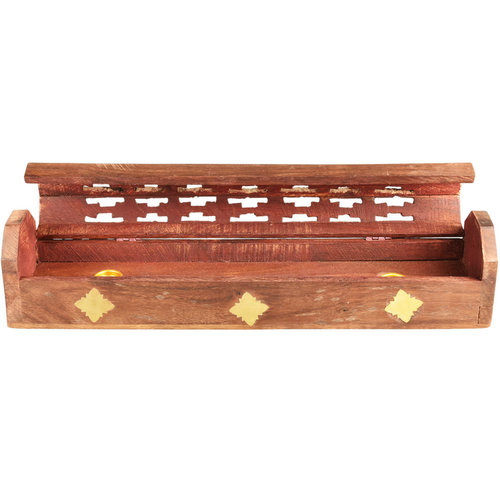 Copy of 12" Carved Wood Square Tower Incense Burner Copy of 12" Carved Wood Square Tower Incense Burner