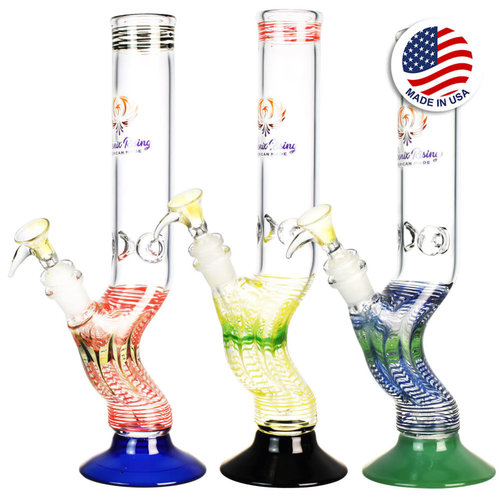 Phoenix Rising Hand Grip Water Pipe | 12" | 14mm F | Colors Vary