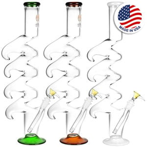 Phoenix Rising Quad Hook Water Pipe | 19" | 14mm F | Colors Vary