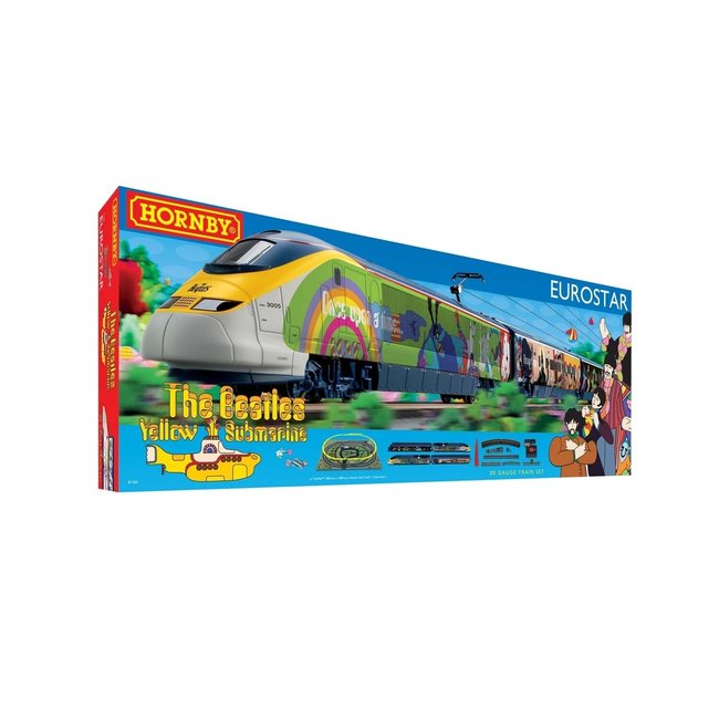 HORNBY EUROSTAR YELLOW SUBMARINE HO TRAIN SET  ( disc when sold out )