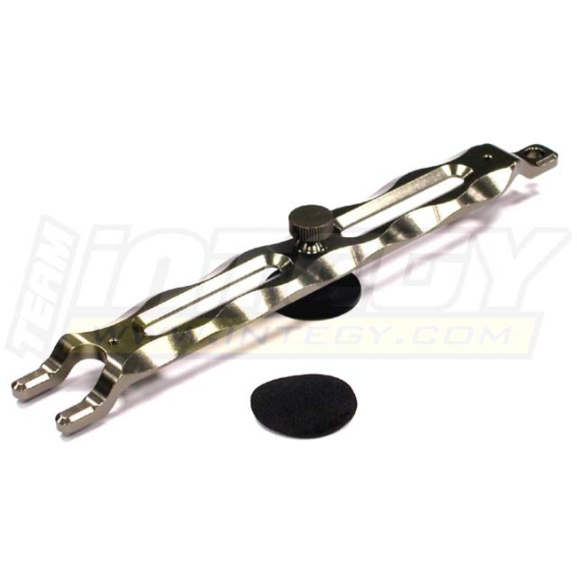 INTEGY BILLET MACHINED UNIVERSAL BATTERY HOLD DOWN FOR TRAXXAS 1/10 SLASH 4 X 4 & SLASH 2WD  T8536 SILVER & BLUE