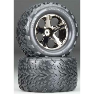 TRAXXAS TRAXXAS TYRE AND WHEEL STAMPEDE FRONT 2.8'' ALL STAR BLACK CHROME WHEELS 3669A
