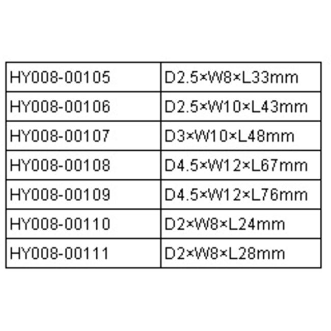 HY FLAT PIN HINGE 2.5 x 10 x 43 ( 15pk ) ( OLD CODE HY080106 )