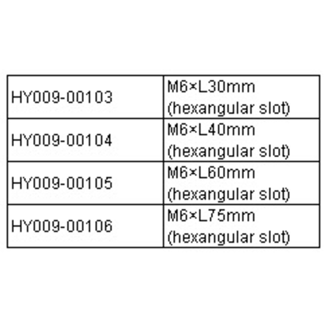 HY NYLON SCREW 6.0 x 30mm ( 10PK ) ( OLD CODE  HY090103 )