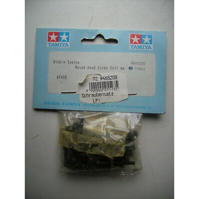 TAMIYA 50pack  (3 X 30MM) RND HD SCREW