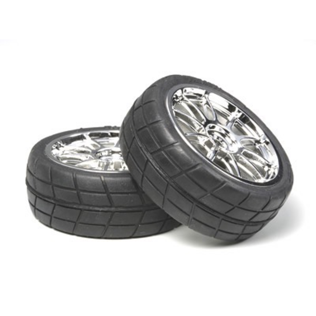 TAMIYA 10-Spoke Wheel w/Tire*2(24mm/0)