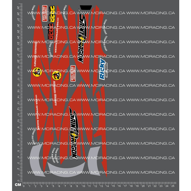 MCI 1/10th REPRODUCTION  TAM 58083 - SAINT DRAGON RED DECALS